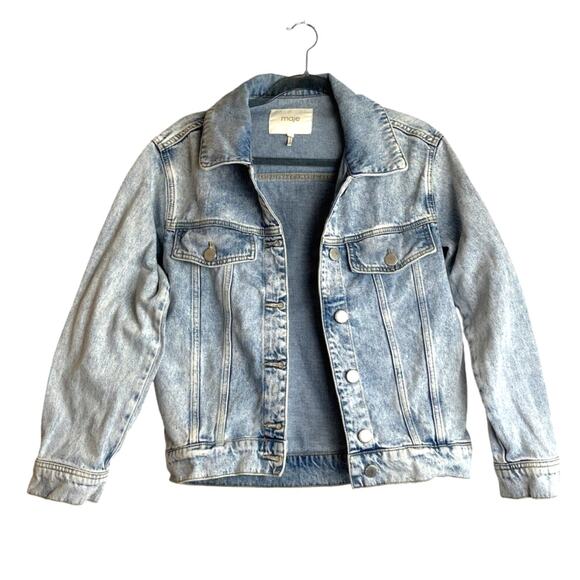 Maje Light Wash Jean Denim Jacket Size 36 / Small Designer Paris Classic Flaw